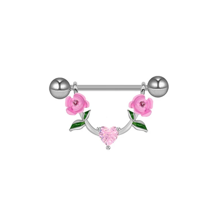 Jewelry Stainless Steel Heartshaped Mushroom Rose Breast Ring With Rhinestones Electroplating Animal Zodiac Style - Image 8