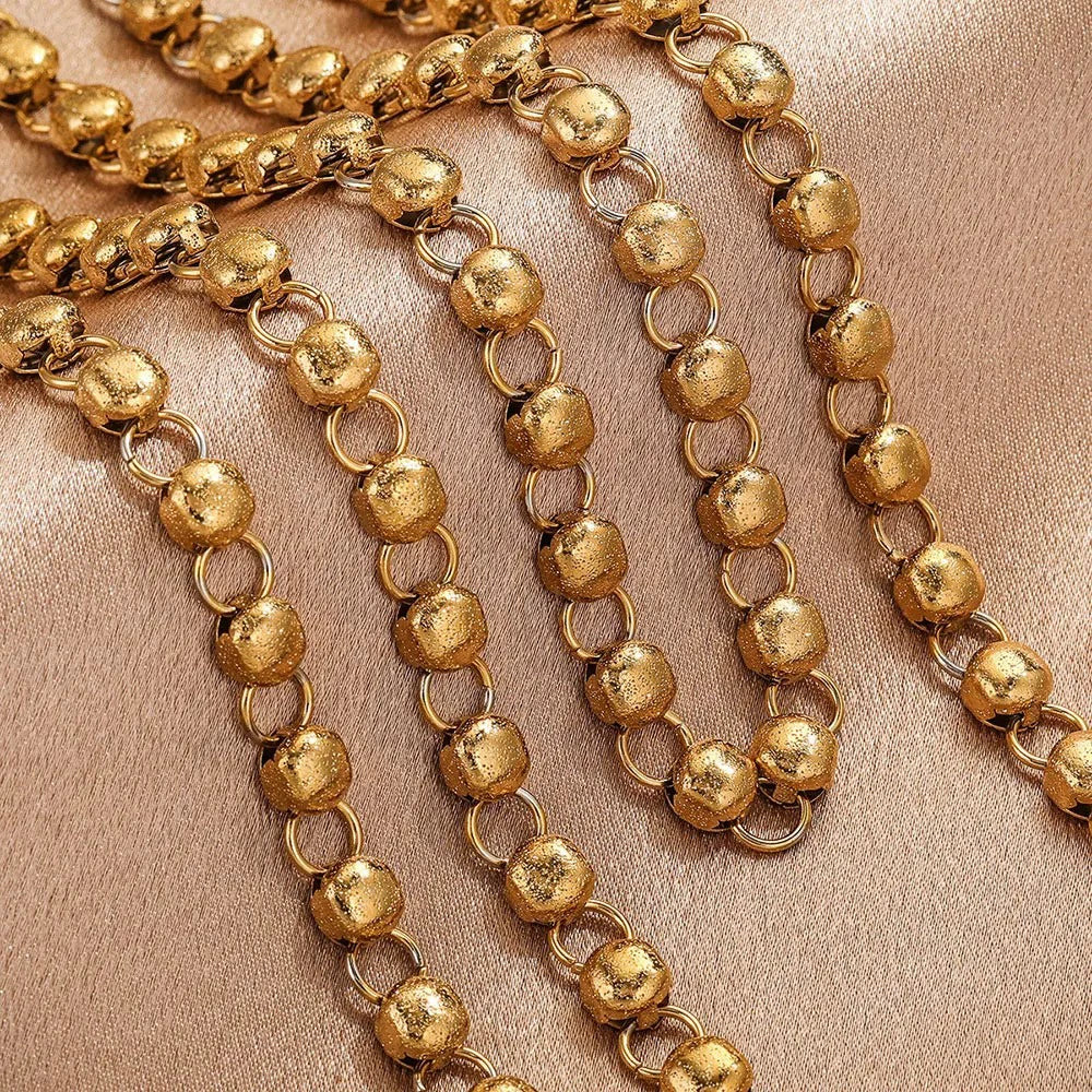 Jewelry Stainless Steel Hollow Goldplated Necklace With Brushed Barrel Gold Chain And Vacuum Gold Plating Treatment - Image 2