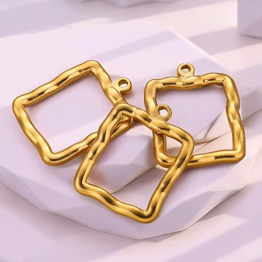 Jewelry Stainless Steel Hydraulic Hollow Square Pendant Hiphop Punk Style Necklace Electroplated - Image 2