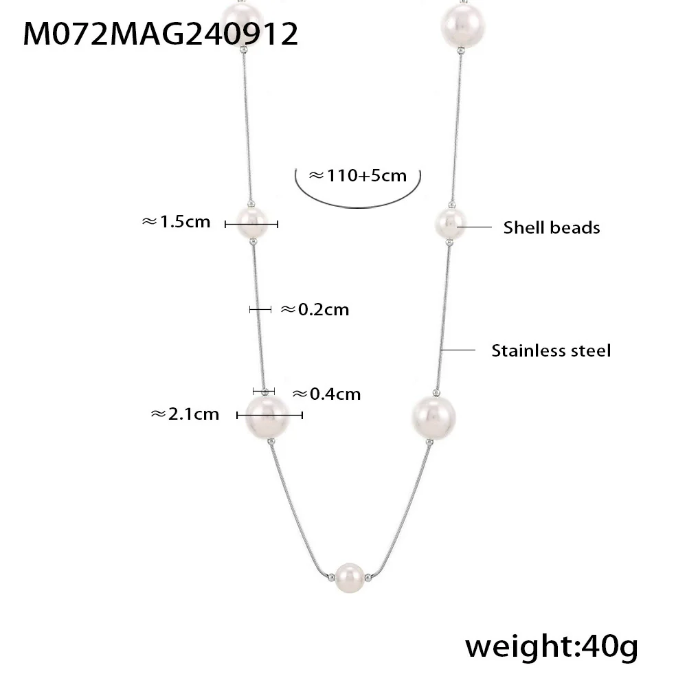 Jewelry Stainless Steel Shell Beads Light Luxury Geometric Pvd Electroplated Sweater Chain For Women - Image 6