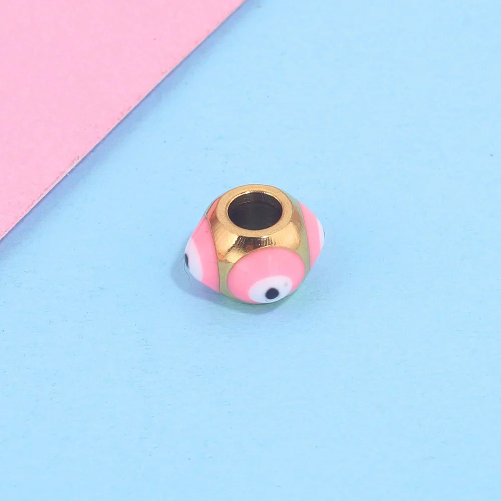 Jewelry Stainless Steel Square Beads Doublesided Enamel Oil Drops Eye Beads With 18K Gold Vacuum Plating And Eight Eyes Pattern - Image 10