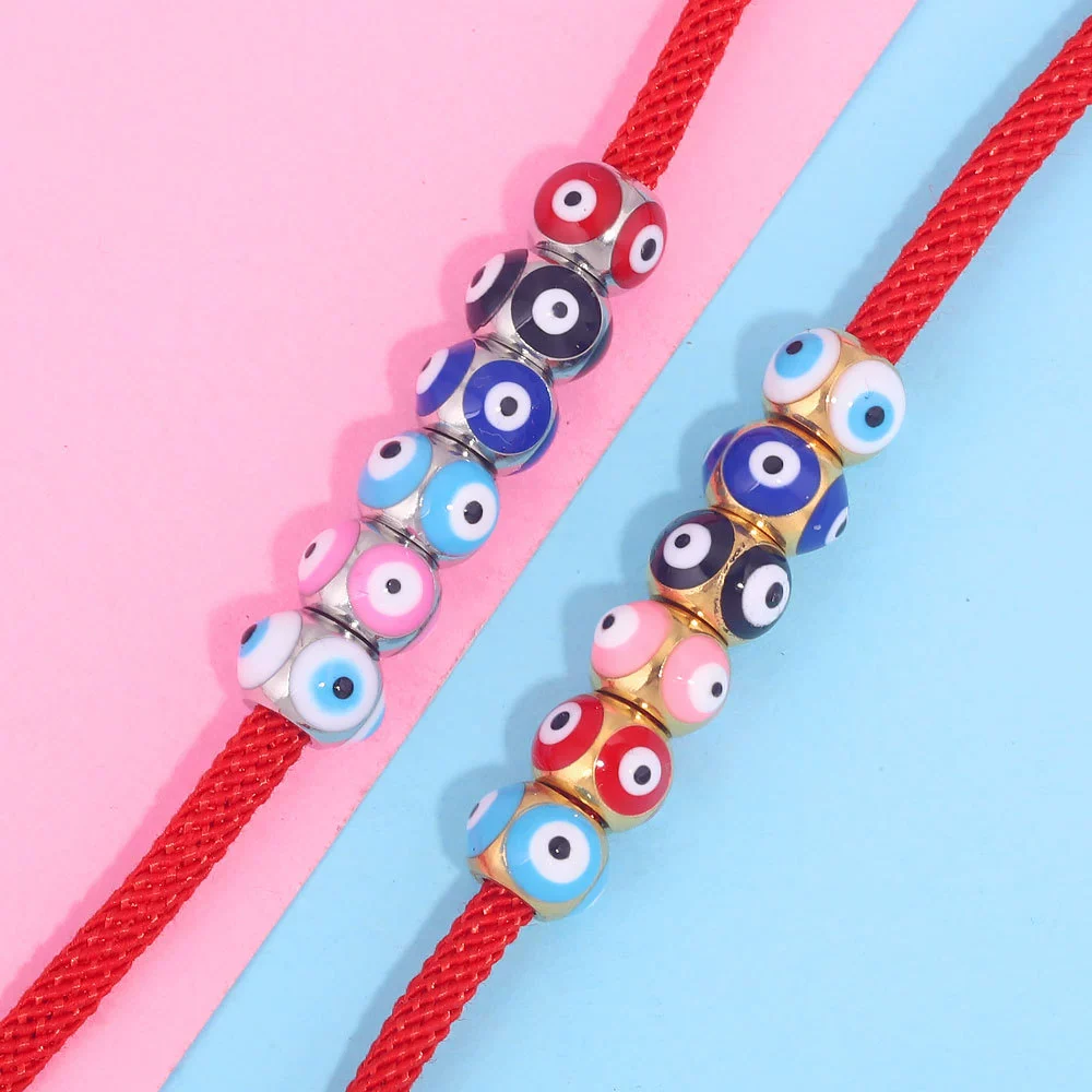 Jewelry Stainless Steel Square Beads Doublesided Enamel Oil Drops Eye Beads With 18K Gold Vacuum Plating And Eight Eyes Pattern - Image 3