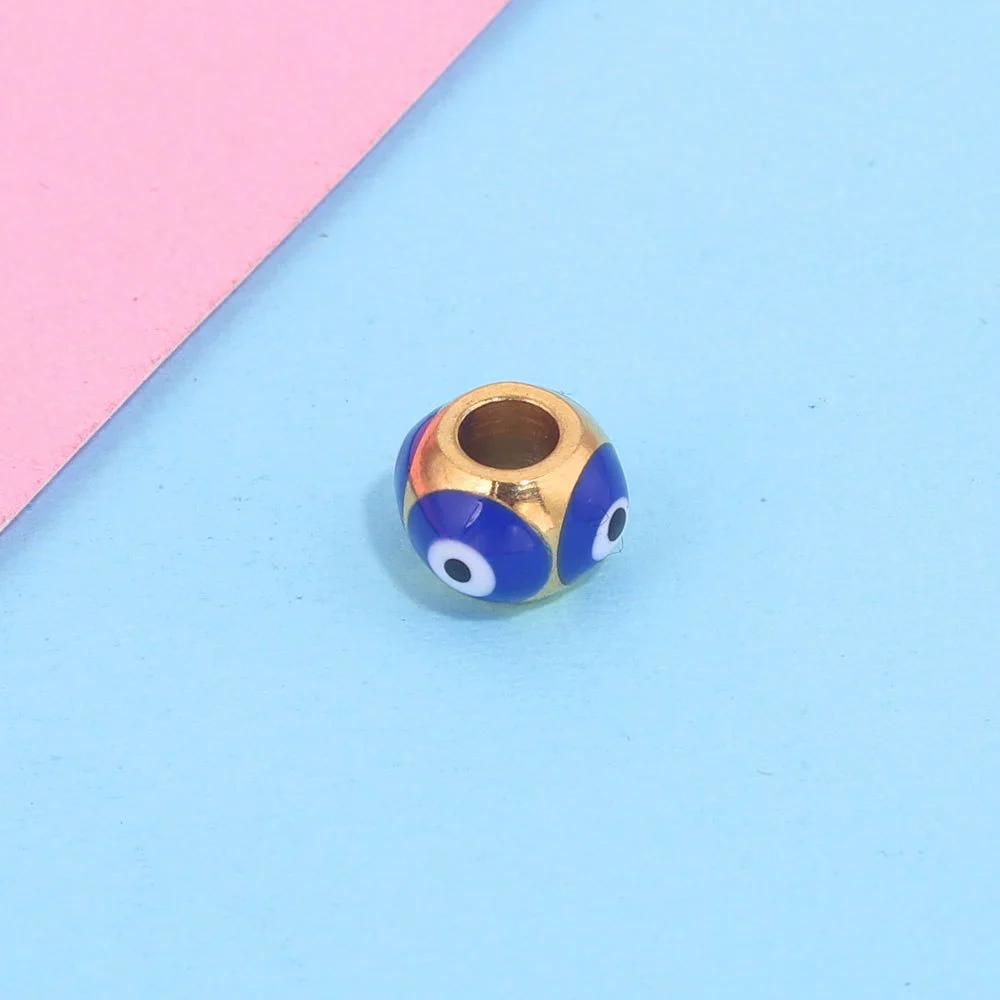 Jewelry Stainless Steel Square Beads Doublesided Enamel Oil Drops Eye Beads With 18K Gold Vacuum Plating And Eight Eyes Pattern - Image 7
