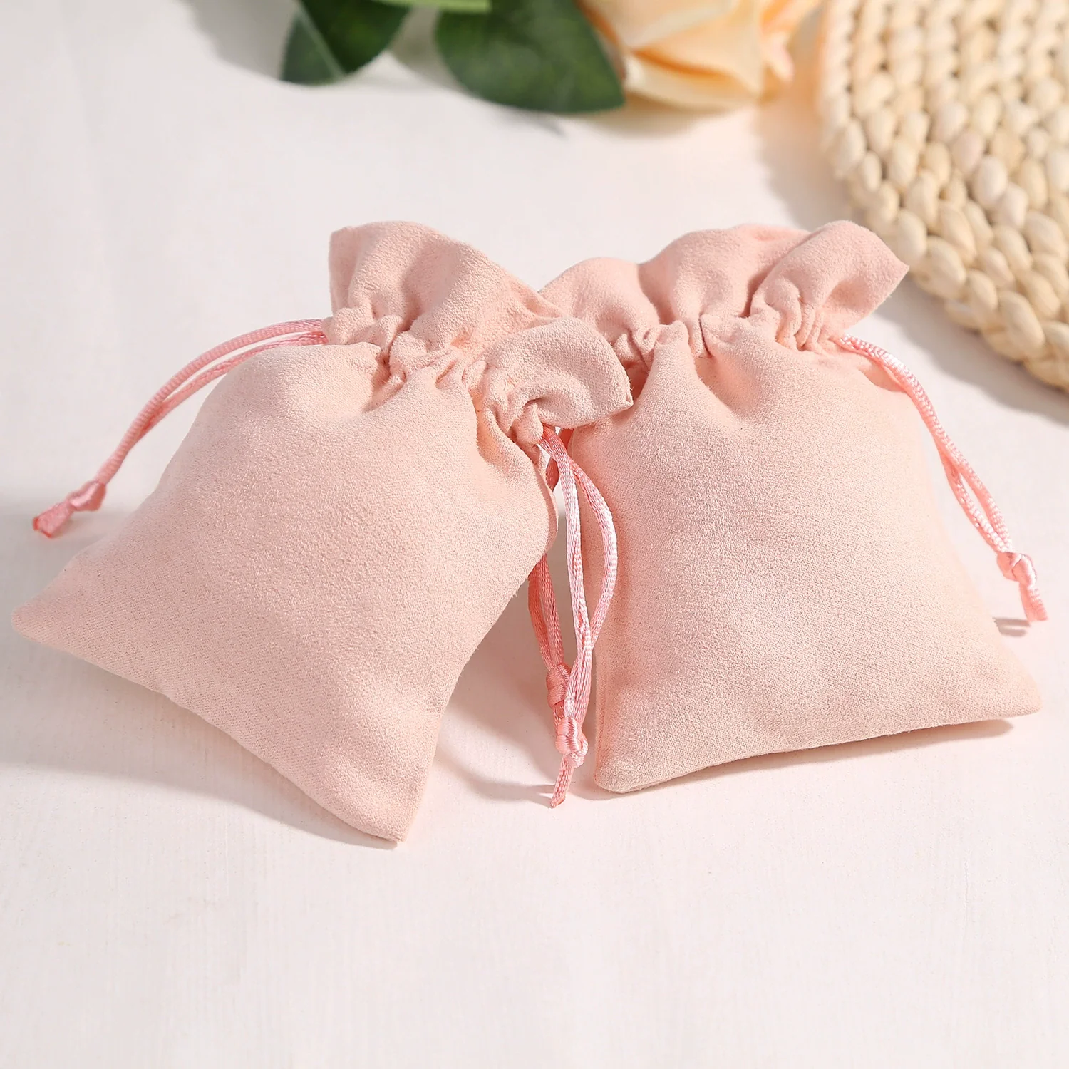 Jewelry Storage Bag Flannel Velvet Brocade Drawstring Wooden Material - Image 6