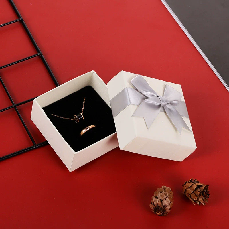 Jewelry Storage Box In Paper And Cardboard Material For Earrings Necklace Ring With Fashion Packaging And Bow Design - Image 8