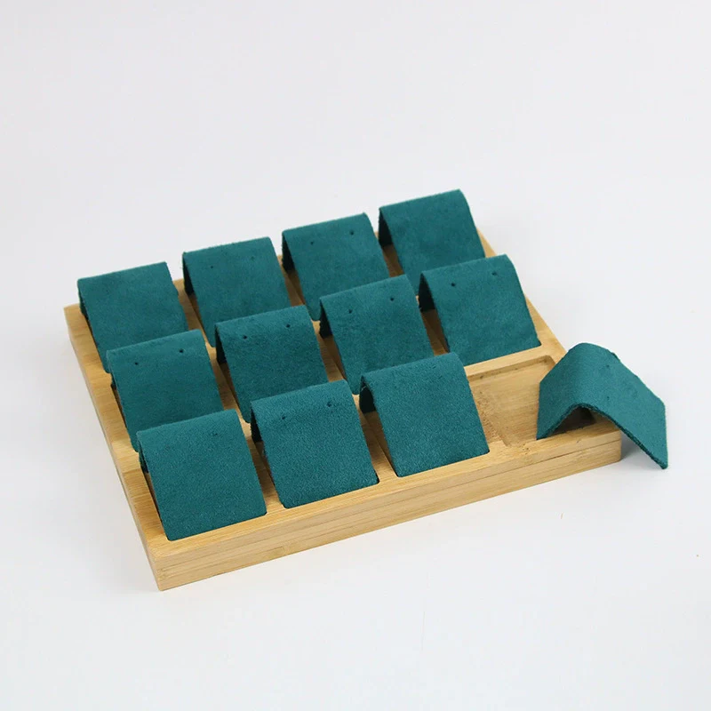 Jewelry Storage Rack Bamboo Wood Microfiber Square Highend - Image 4