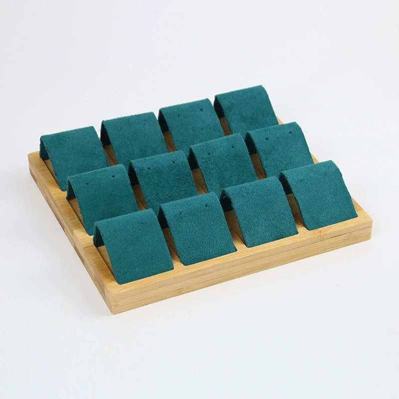 Jewelry Storage Rack Bamboo Wood Microfiber Square Highend - Image 6