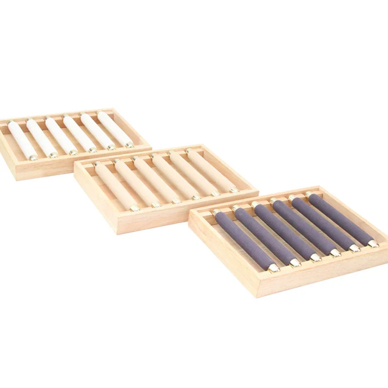 Jewelry Storage Tray Ring Display Tray Movable Ring Stick Display Props Flannel Solid Wood Rectangle Splicing - Image 3