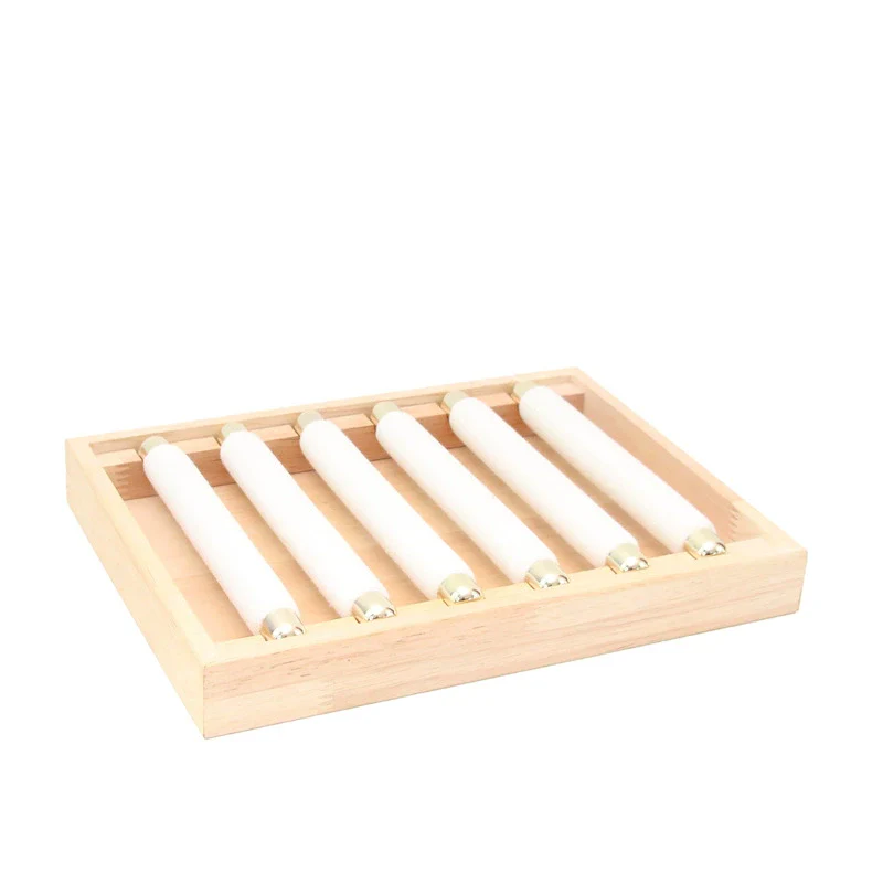 Jewelry Storage Tray Ring Display Tray Movable Ring Stick Display Props Flannel Solid Wood Rectangle Splicing - Image 4