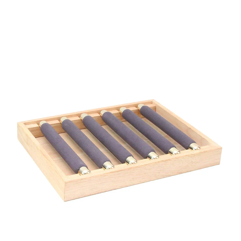 Jewelry Storage Tray Ring Display Tray Movable Ring Stick Display Props Flannel Solid Wood Rectangle Splicing - Image 5