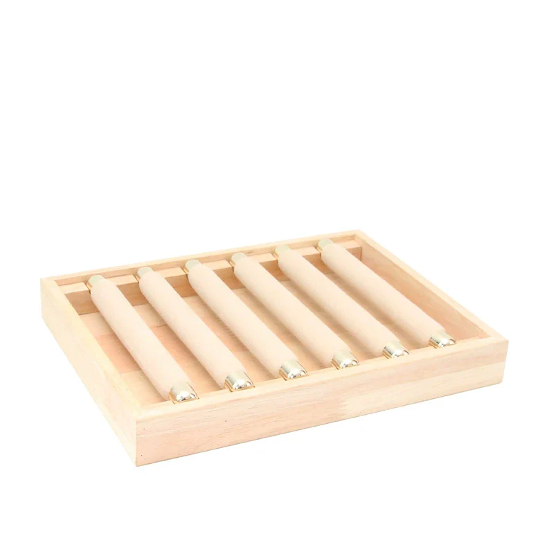Jewelry Storage Tray Ring Display Tray Movable Ring Stick Display Props Flannel Solid Wood Rectangle Splicing - Image 6