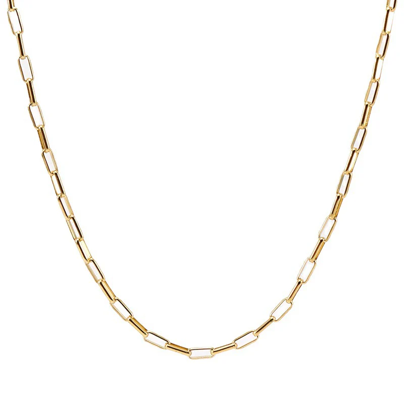 Jewelry 316L Stainless Steel Geometric Gold Inlaid Paper Clip Chain Accessories For Unisex - Image 5