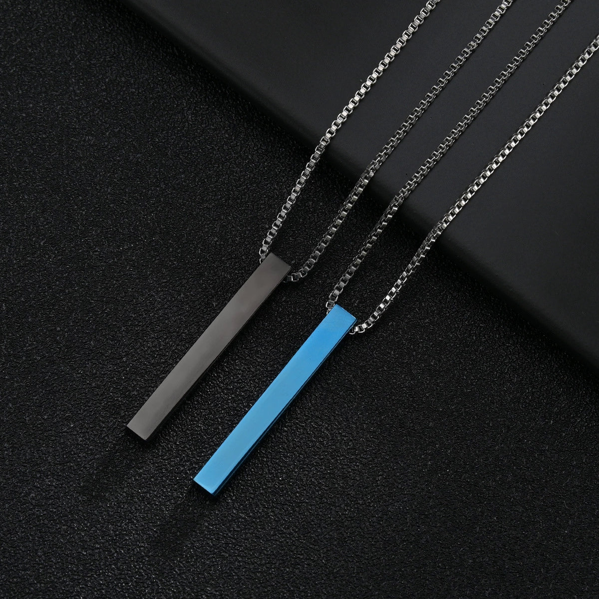 Jewelry Titanium Steel Geometric Square Column Pendant Necklace With Electroplating Polishing - Image 3