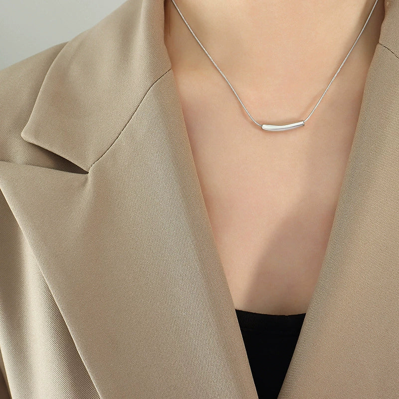 Jewelry 316L Stainless Steel Gold Plated Geometric Style Electroplated Smile Necklace For Women - Image 7
