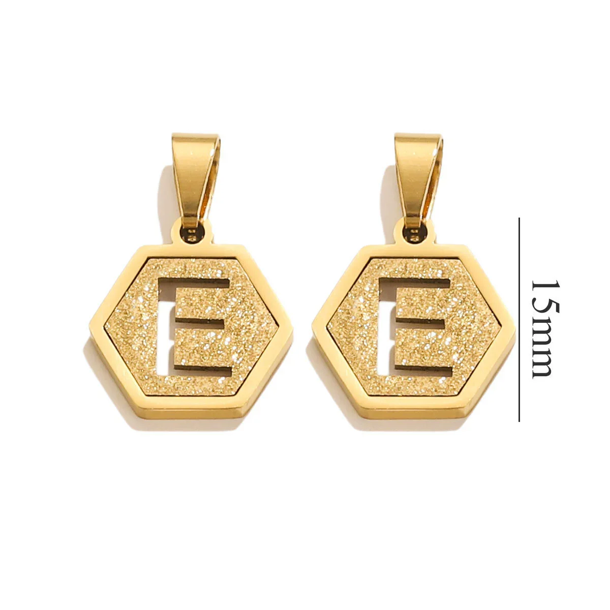 Jewelry Titanium Steel Hexagonal Square Pendants With Letters Numbers Text Electroplating Design - Image 10