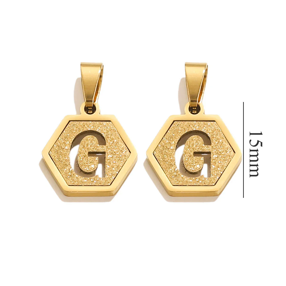 Jewelry Titanium Steel Hexagonal Square Pendants With Letters Numbers Text Electroplating Design - Image 12