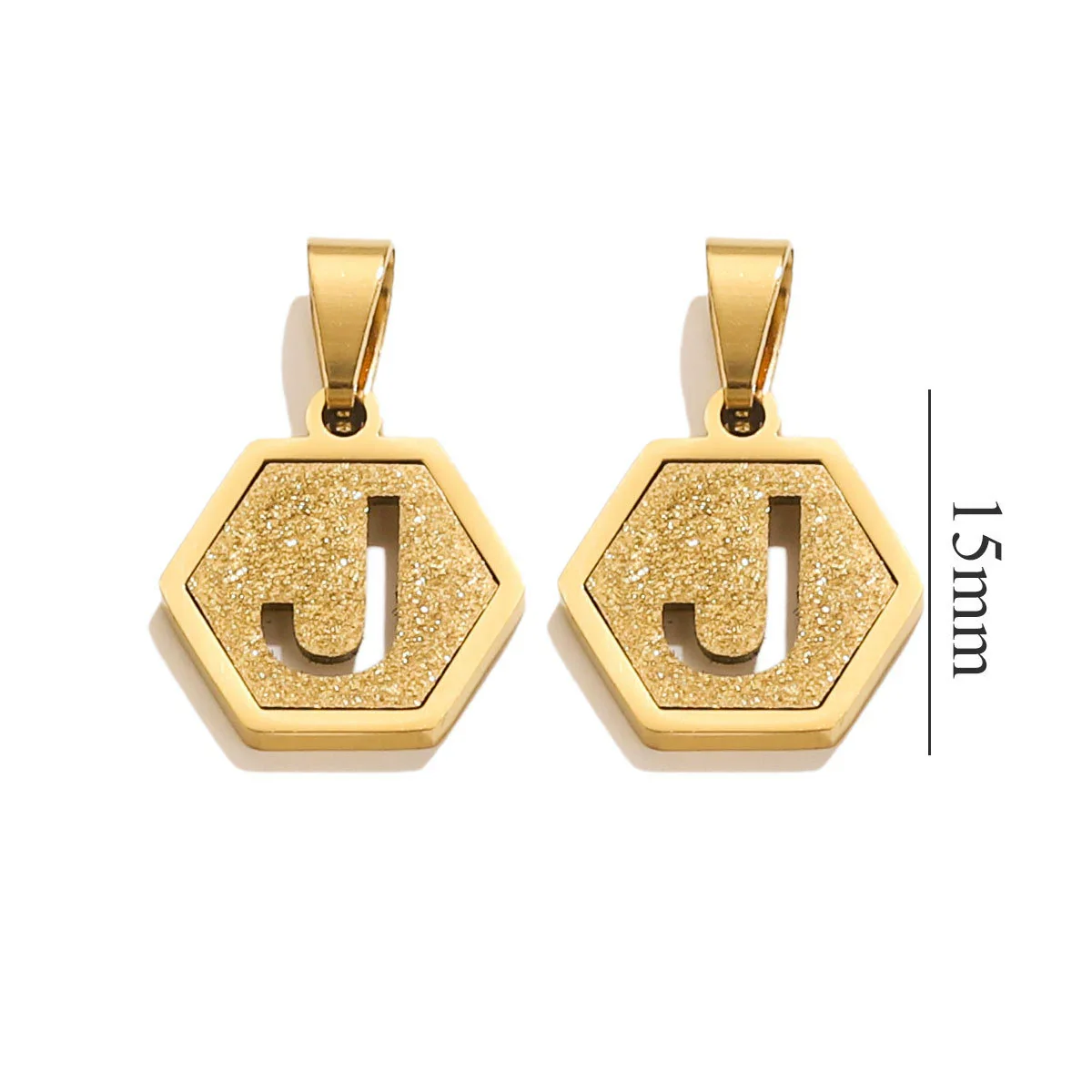 Jewelry Titanium Steel Hexagonal Square Pendants With Letters Numbers Text Electroplating Design - Image 15