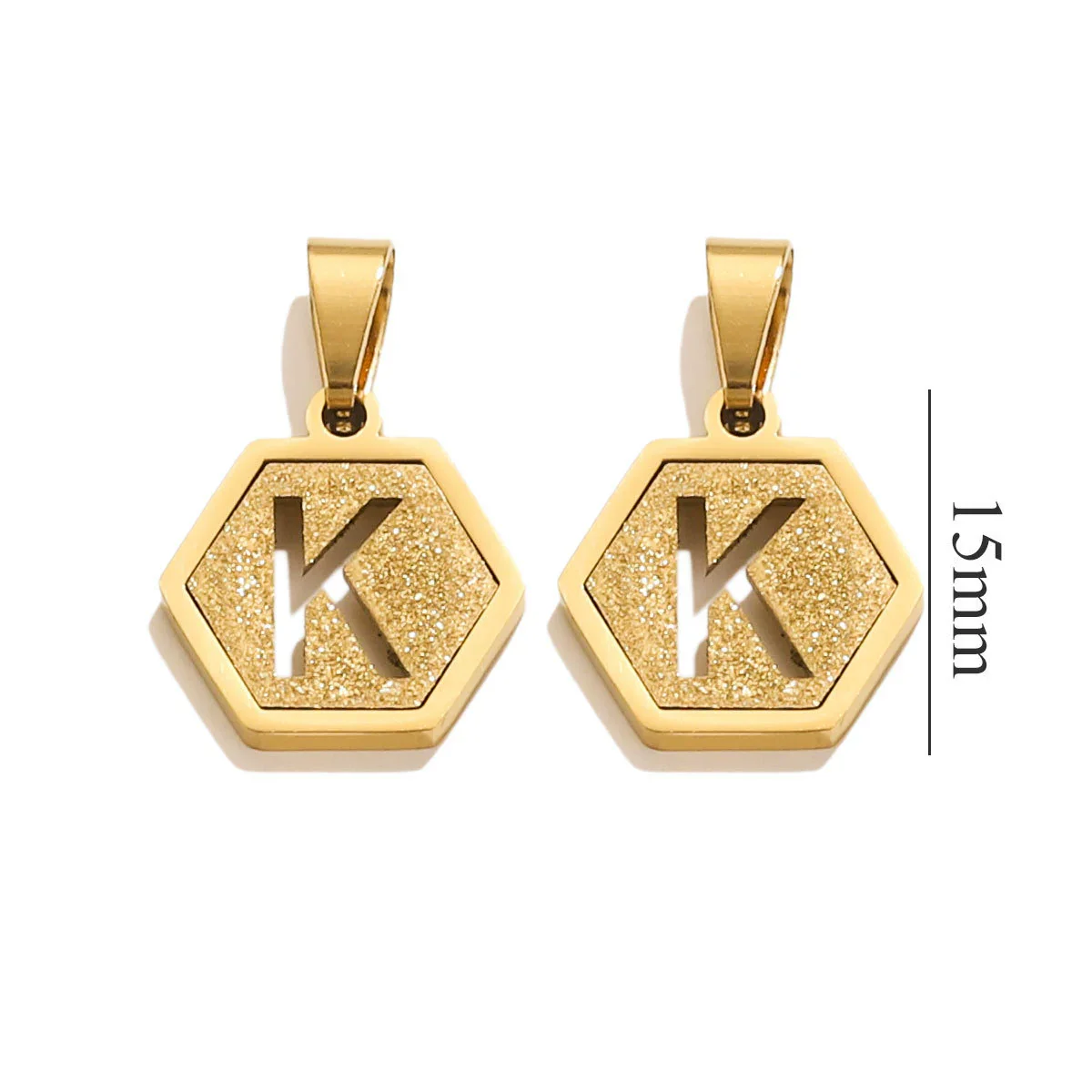 Jewelry Titanium Steel Hexagonal Square Pendants With Letters Numbers Text Electroplating Design - Image 16