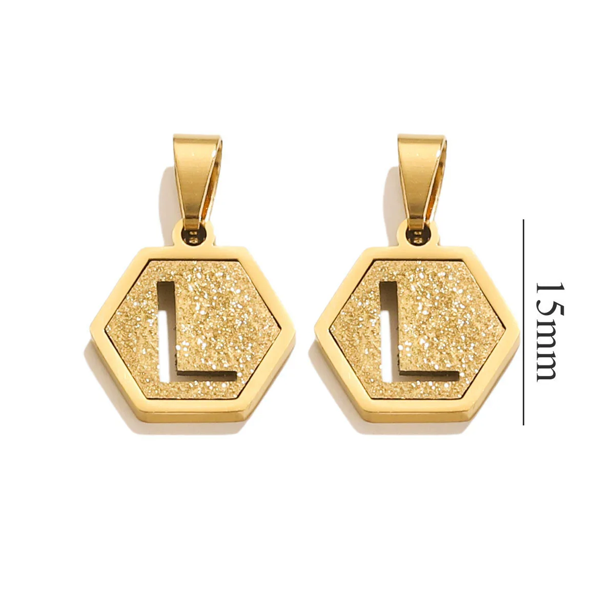 Jewelry Titanium Steel Hexagonal Square Pendants With Letters Numbers Text Electroplating Design - Image 17