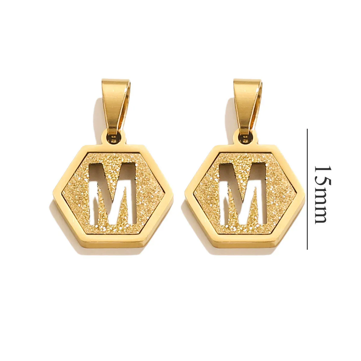 Jewelry Titanium Steel Hexagonal Square Pendants With Letters Numbers Text Electroplating Design - Image 18