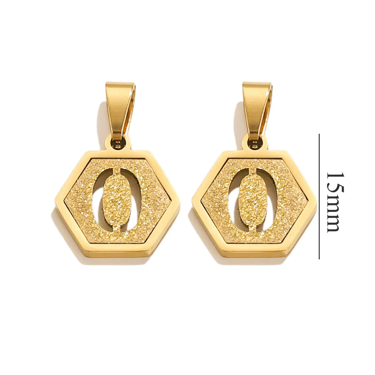 Jewelry Titanium Steel Hexagonal Square Pendants With Letters Numbers Text Electroplating Design - Image 20