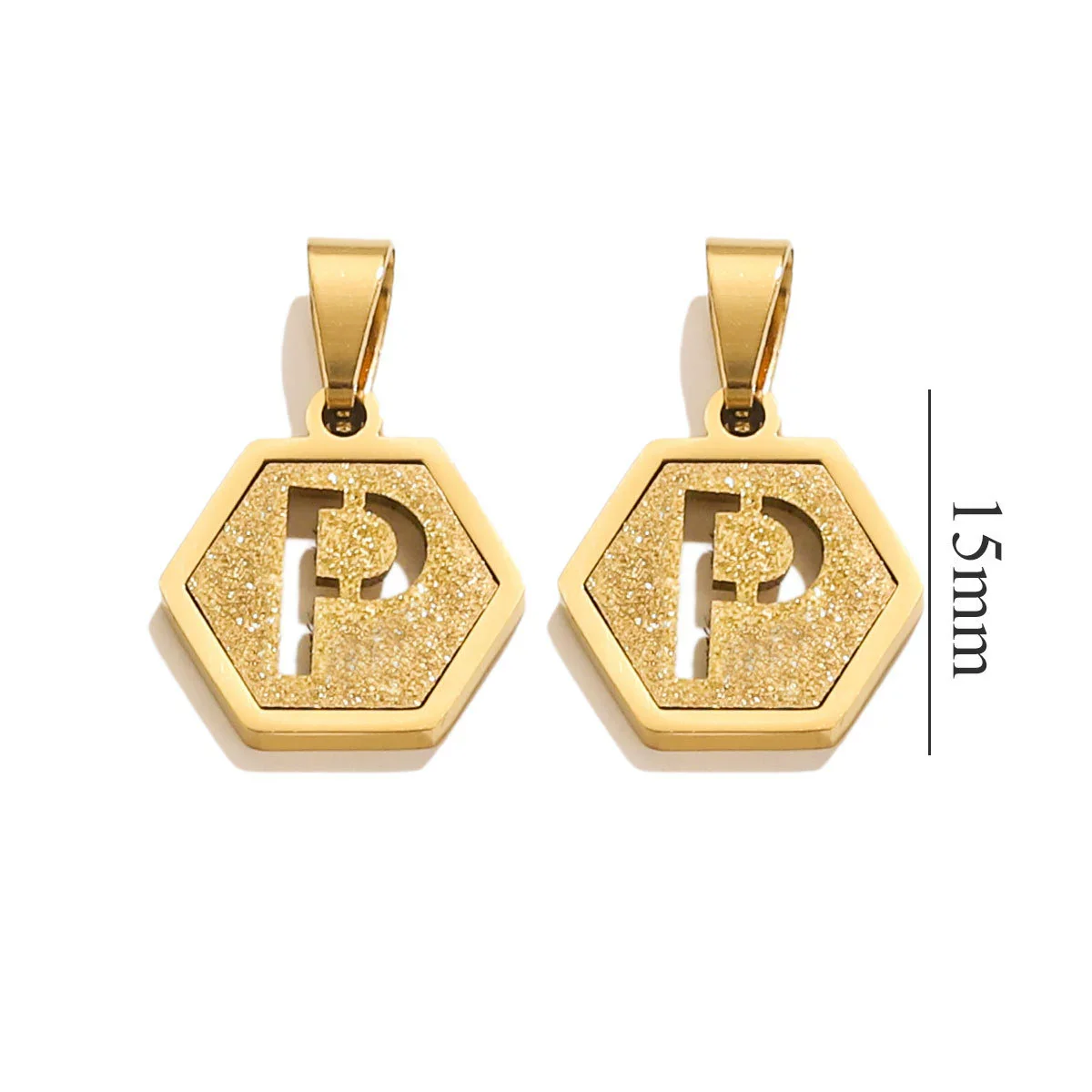 Jewelry Titanium Steel Hexagonal Square Pendants With Letters Numbers Text Electroplating Design - Image 21