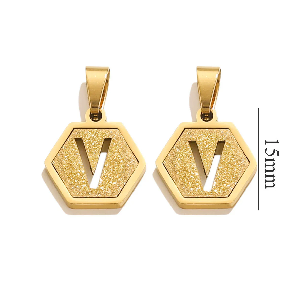 Jewelry Titanium Steel Hexagonal Square Pendants With Letters Numbers Text Electroplating Design - Image 27
