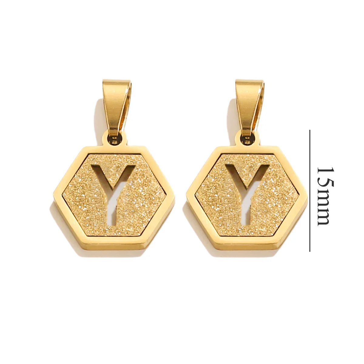 Jewelry Titanium Steel Hexagonal Square Pendants With Letters Numbers Text Electroplating Design - Image 30