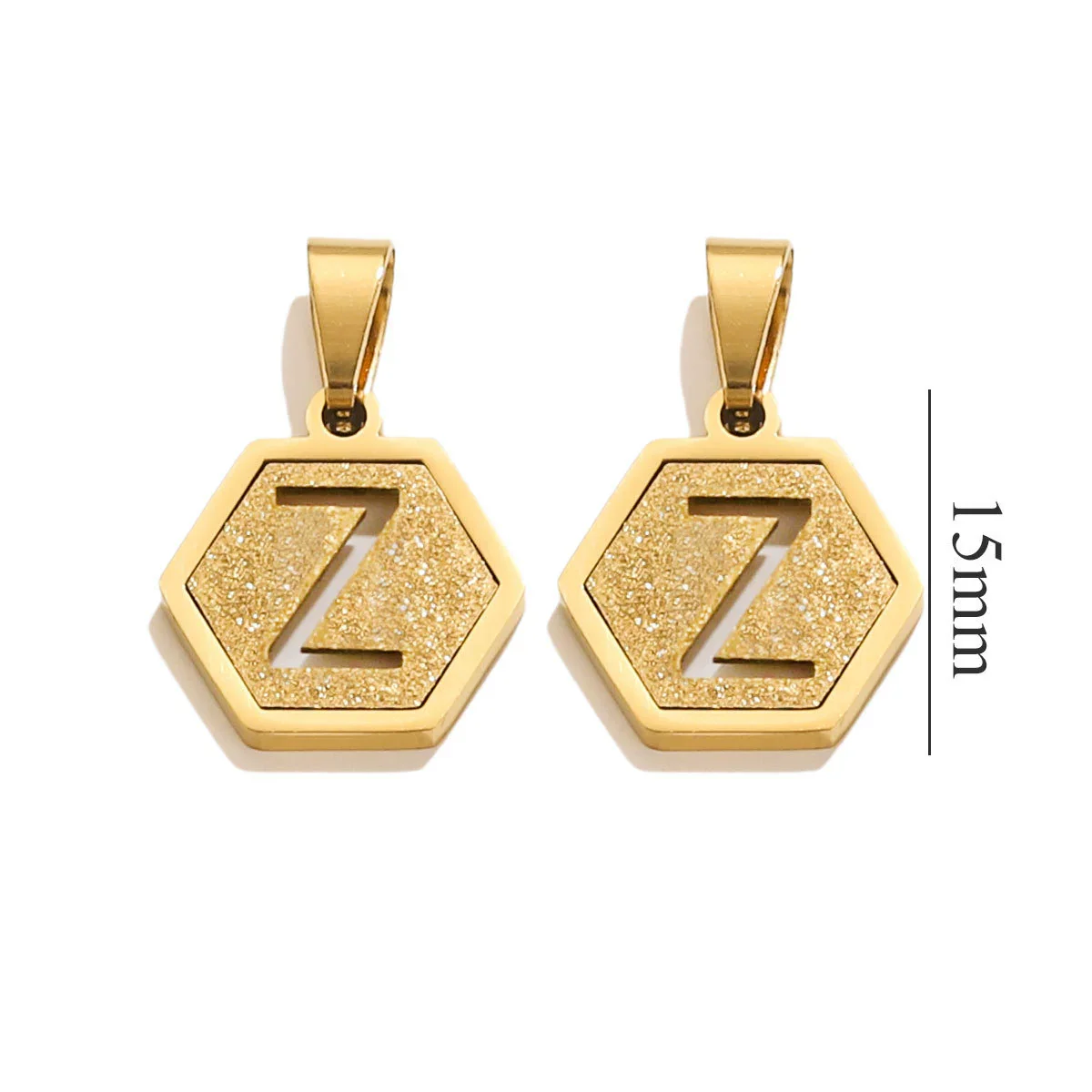 Jewelry Titanium Steel Hexagonal Square Pendants With Letters Numbers Text Electroplating Design - Image 31
