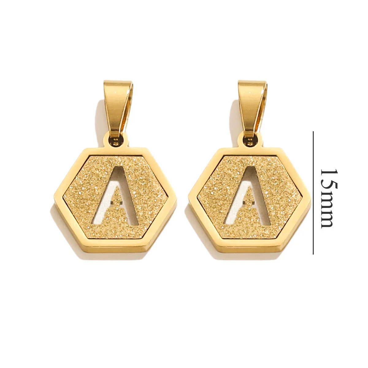 Jewelry Titanium Steel Hexagonal Square Pendants With Letters Numbers Text Electroplating Design - Image 6