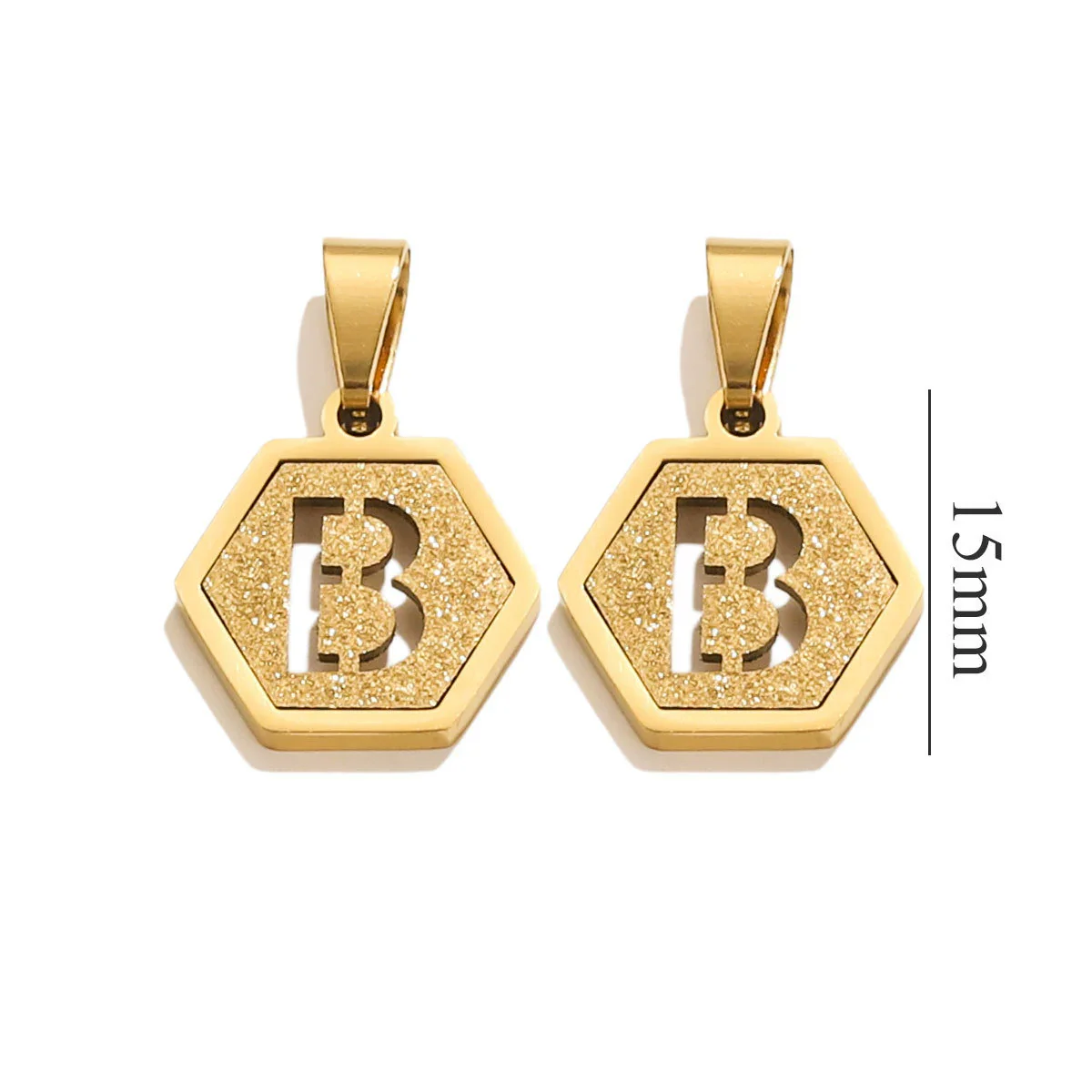 Jewelry Titanium Steel Hexagonal Square Pendants With Letters Numbers Text Electroplating Design - Image 7