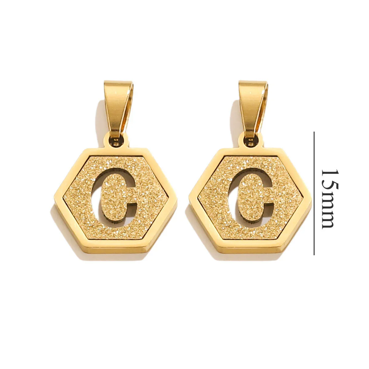 Jewelry Titanium Steel Hexagonal Square Pendants With Letters Numbers Text Electroplating Design - Image 8