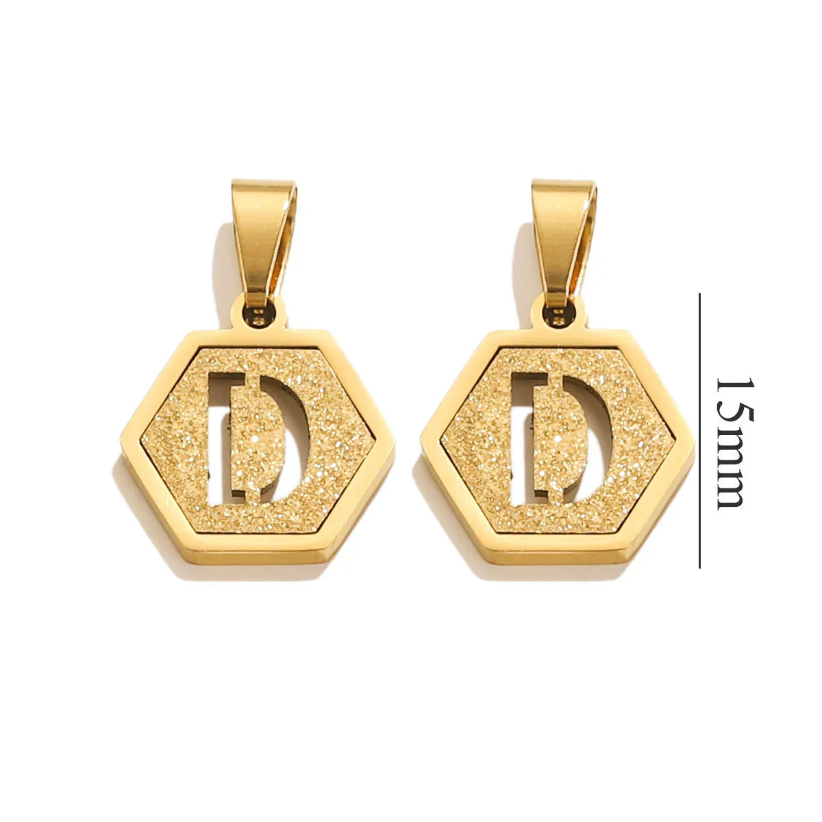 Jewelry Titanium Steel Hexagonal Square Pendants With Letters Numbers Text Electroplating Design - Image 9
