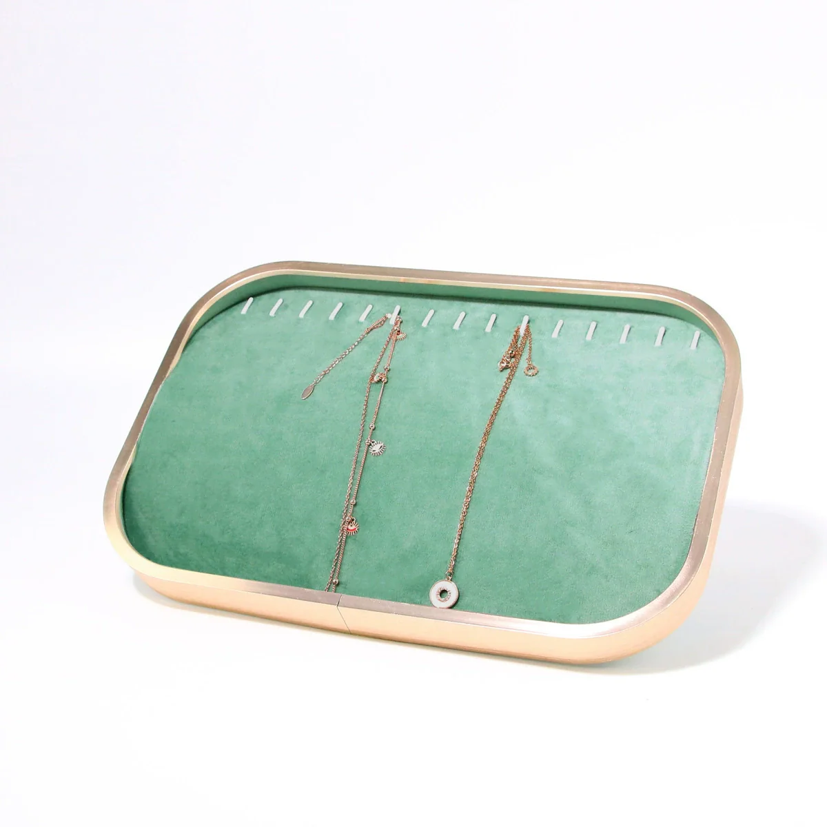Jewelry Tray Aluminum Alloy Solid Wood Geometric Splicing High Sense Jewelry Storage Rack - Image 4
