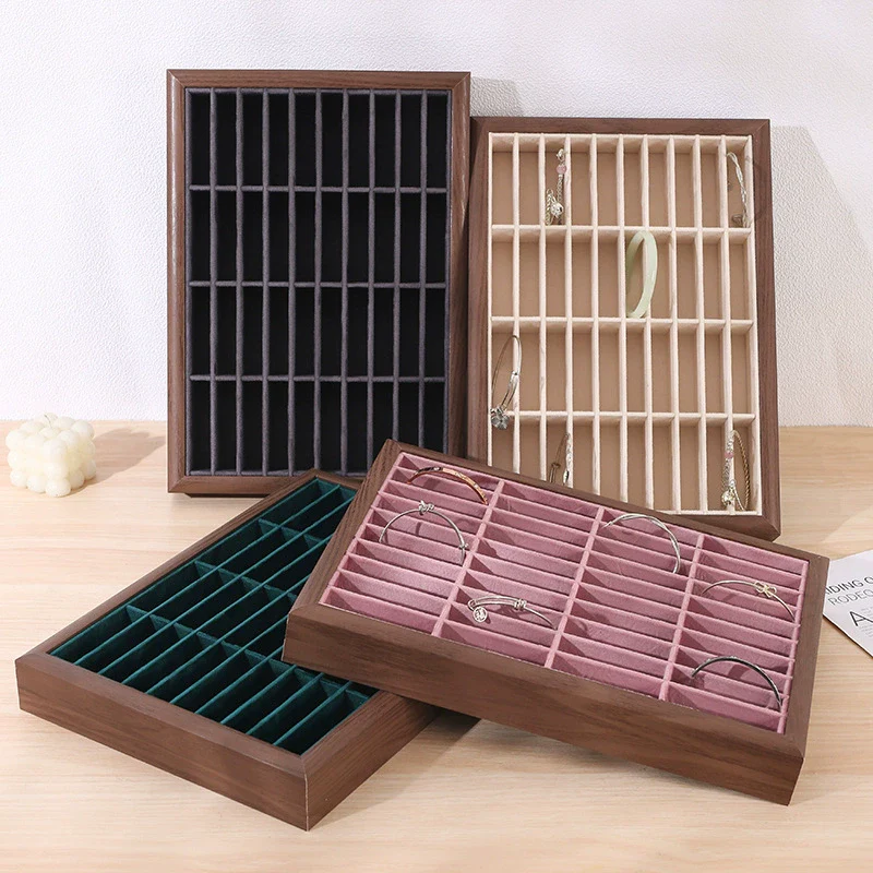 Jewelry Tray Density Board Sticker And Flannel Material Square Shape Splicing Craft Highend Style - Image 2