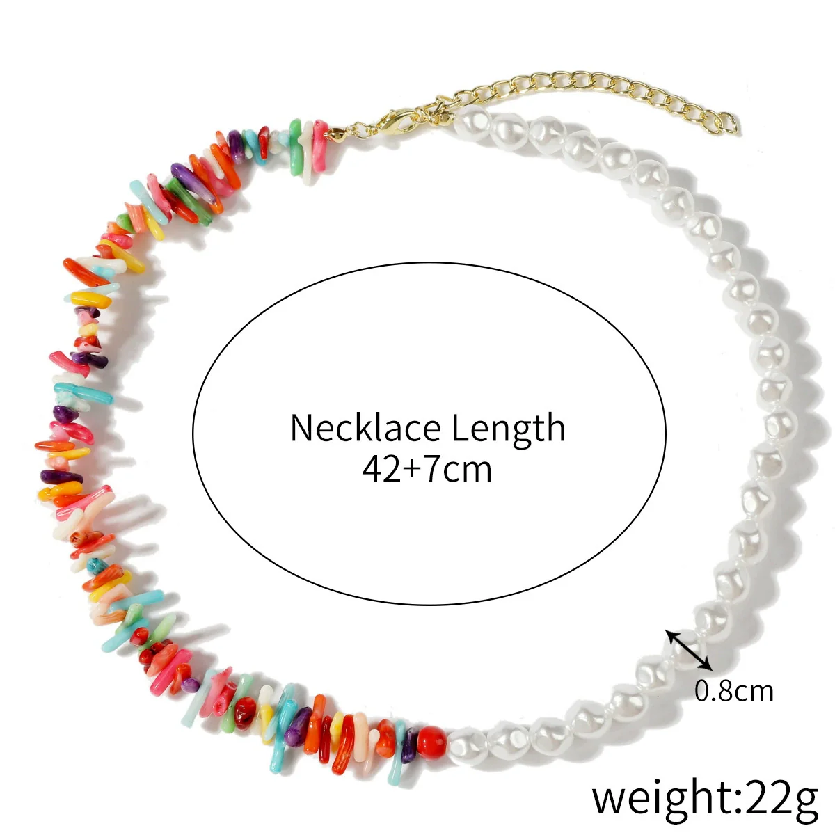 Jewelry Turquoise Pearl Handmade Geometric Pendant Ball Chain Necklace For Women - Image 9