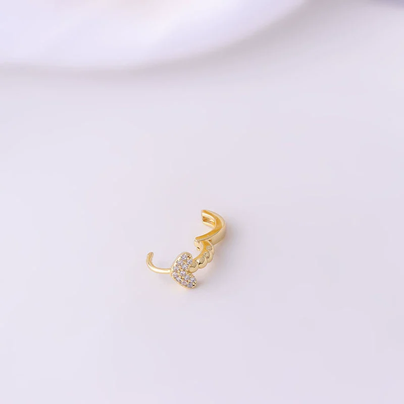 Jewelry Women's Metal Geometric Shape Microinlaid Zircon Ear Bone Small Ear Buckle Piercing Electroplated - Image 3