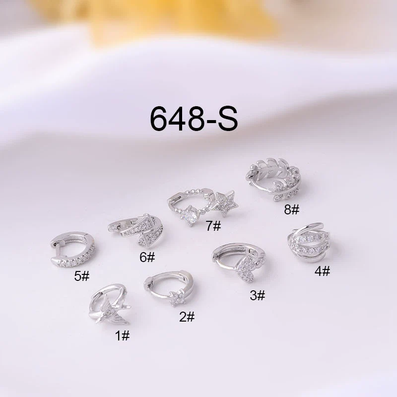 Jewelry Women's Metal Geometric Shape Microinlaid Zircon Ear Bone Small Ear Buckle Piercing Electroplated - Image 6