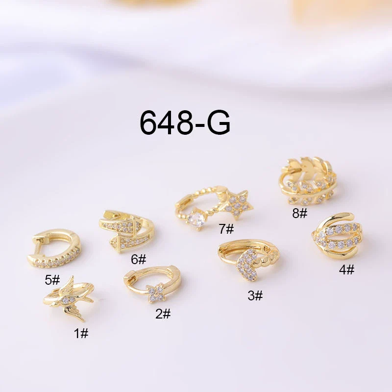 Jewelry Women's Metal Geometric Shape Microinlaid Zircon Ear Bone Small Ear Buckle Piercing Electroplated - Image 7