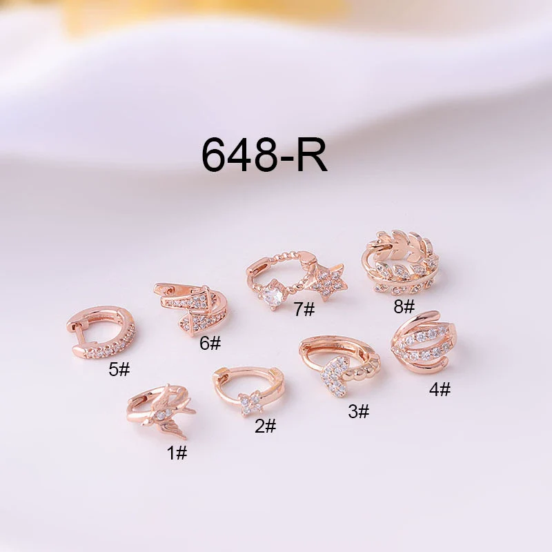 Jewelry Women's Metal Geometric Shape Microinlaid Zircon Ear Bone Small Ear Buckle Piercing Electroplated - Image 8