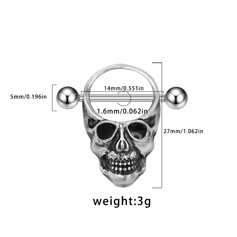 Jewelry Zinc Alloy Alloy Geometric Skull Hip Hop Punk Breast Chest Ring - Image 13