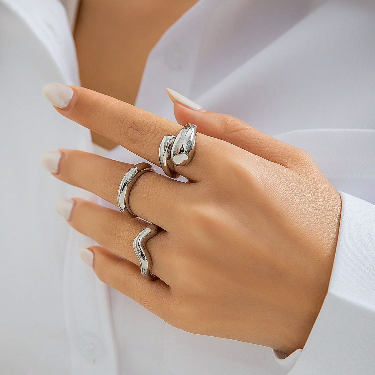 Jewelry Zinc Alloy Geometric Arc Ring Electroplating - Image 19