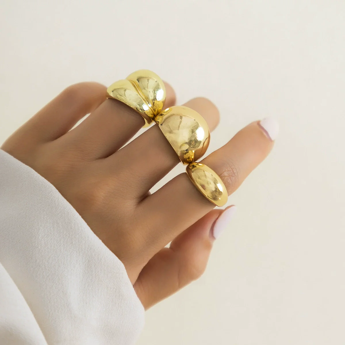 Jewelry Zinc Alloy Geometric Arc Ring Electroplating - Image 6