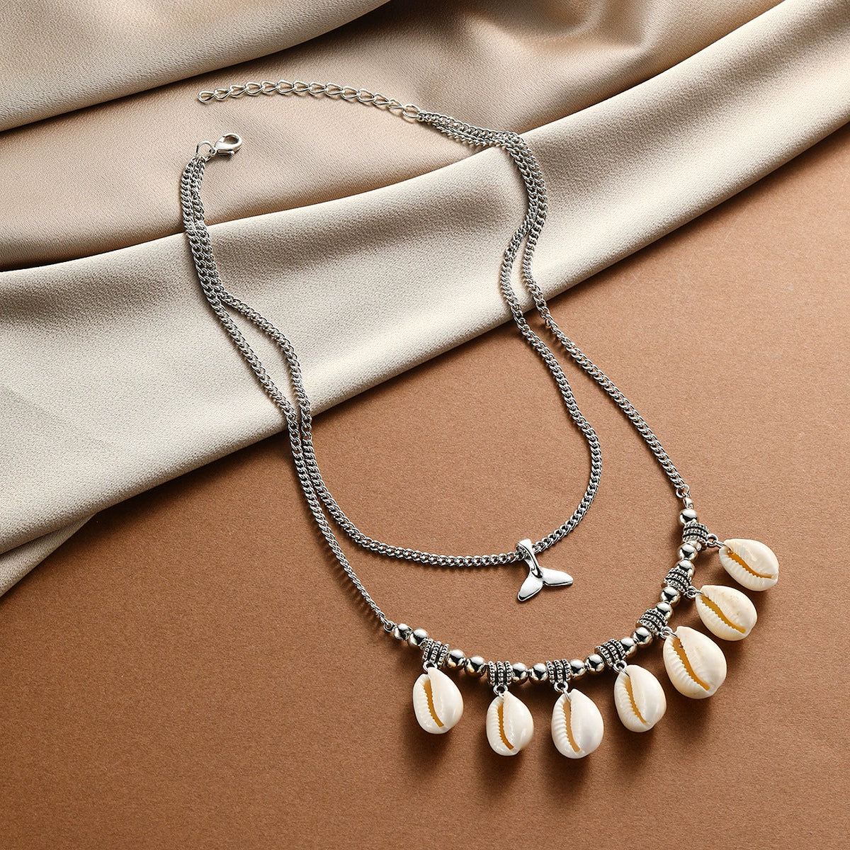 Jewelry Zinc Alloy Simple Style Electroplating Shell Pendant Necklace And Bracelet For Women - Image 3