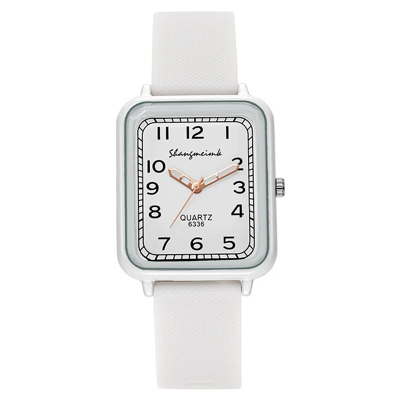 Ladies Alloy And Silicone Rectangle Shell Digital Quartz Watch Leisure Style - Image 6