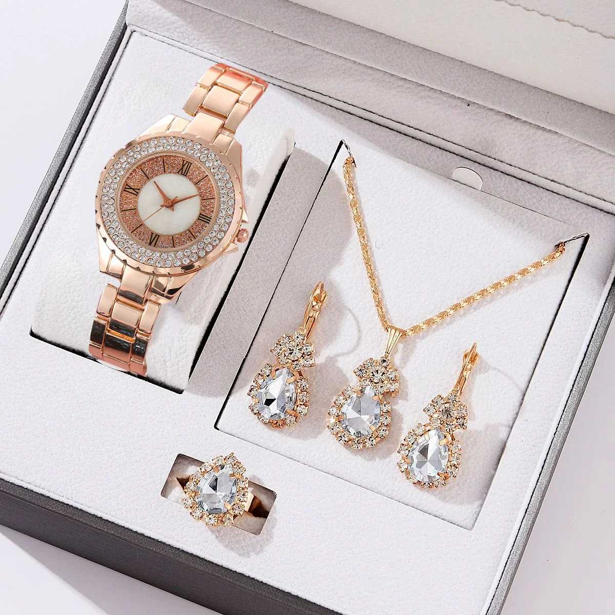 Ladies Alloy Case Imitation Leather Strap Round Dial Diamond Watch - Image 15