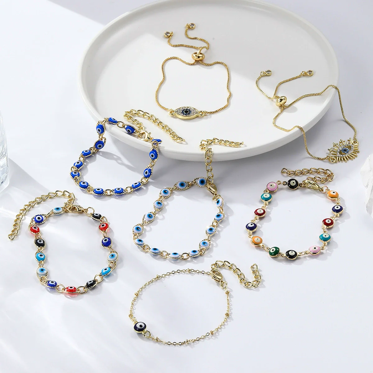 Ladies Alloy Demon Eye Pull Bracelet With Geometric Pattern And Electroplating Treatment - Image 2