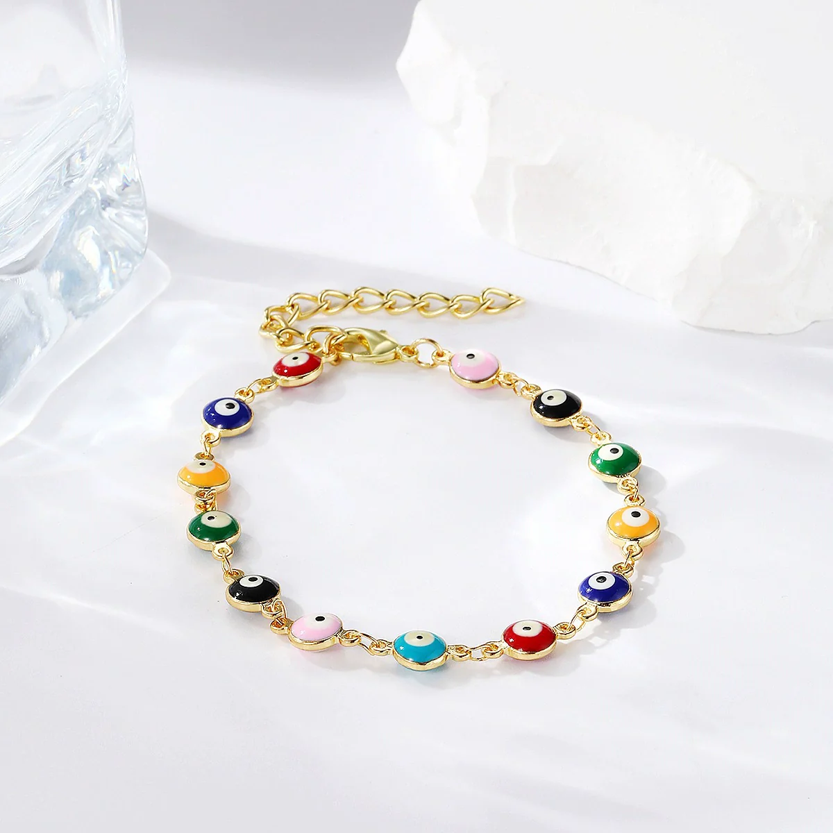 Ladies Alloy Demon Eye Pull Bracelet With Geometric Pattern And Electroplating Treatment - Image 3