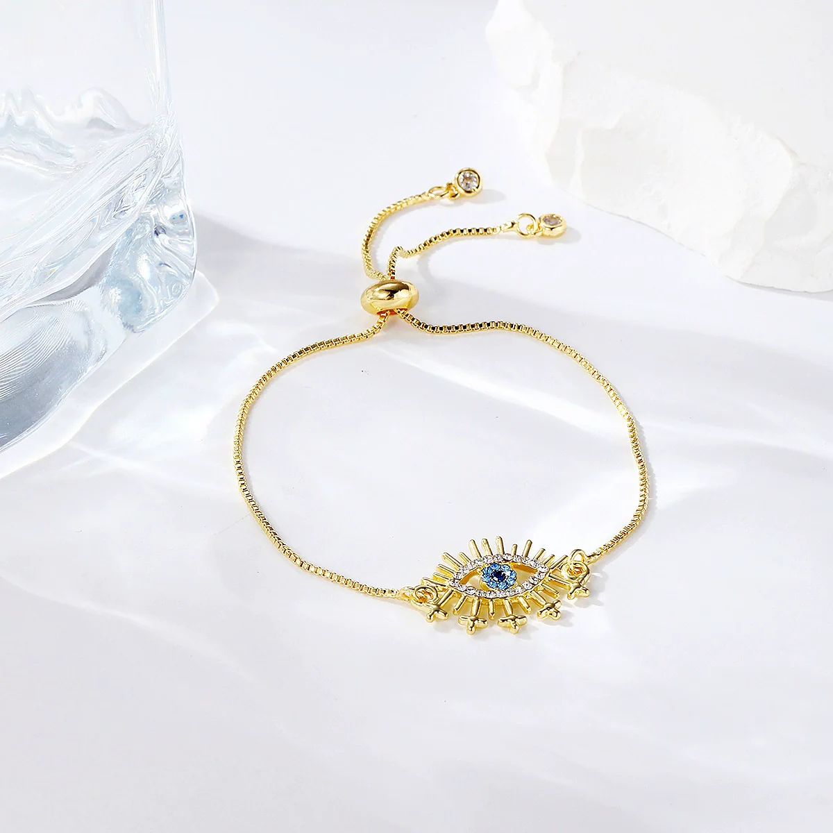 Ladies Alloy Demon Eye Pull Bracelet With Geometric Pattern And Electroplating Treatment - Image 4