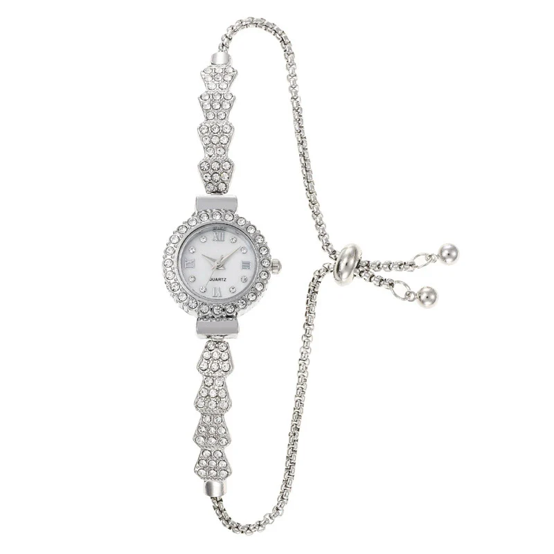 Ladies Alloy Round Quartz Watch With Diamond Fashionable Style And Pull Rope Buckle And Spiral Crown - Image 7